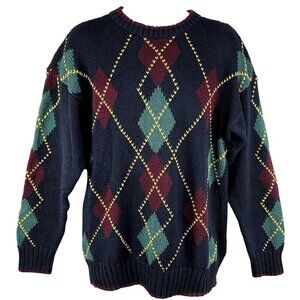 Vintage Hunting Horn Mens M Classics Argyle Diamond Knit Holiday Sweater Preppy
